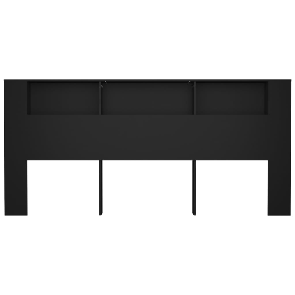 Sengegavl med hylder Sort 220x18,5x104,5 cm