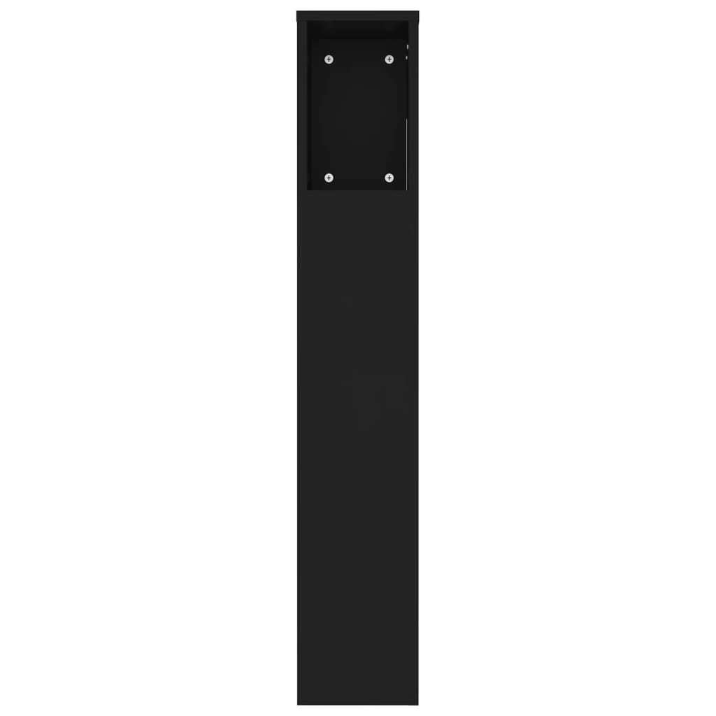 Sengegavl med hylder Sort 220x18,5x104,5 cm