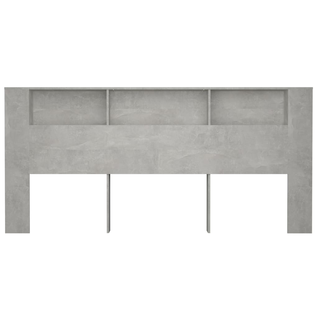 Sengegavl med hylder betongrå 220x18,5x104,5 cm