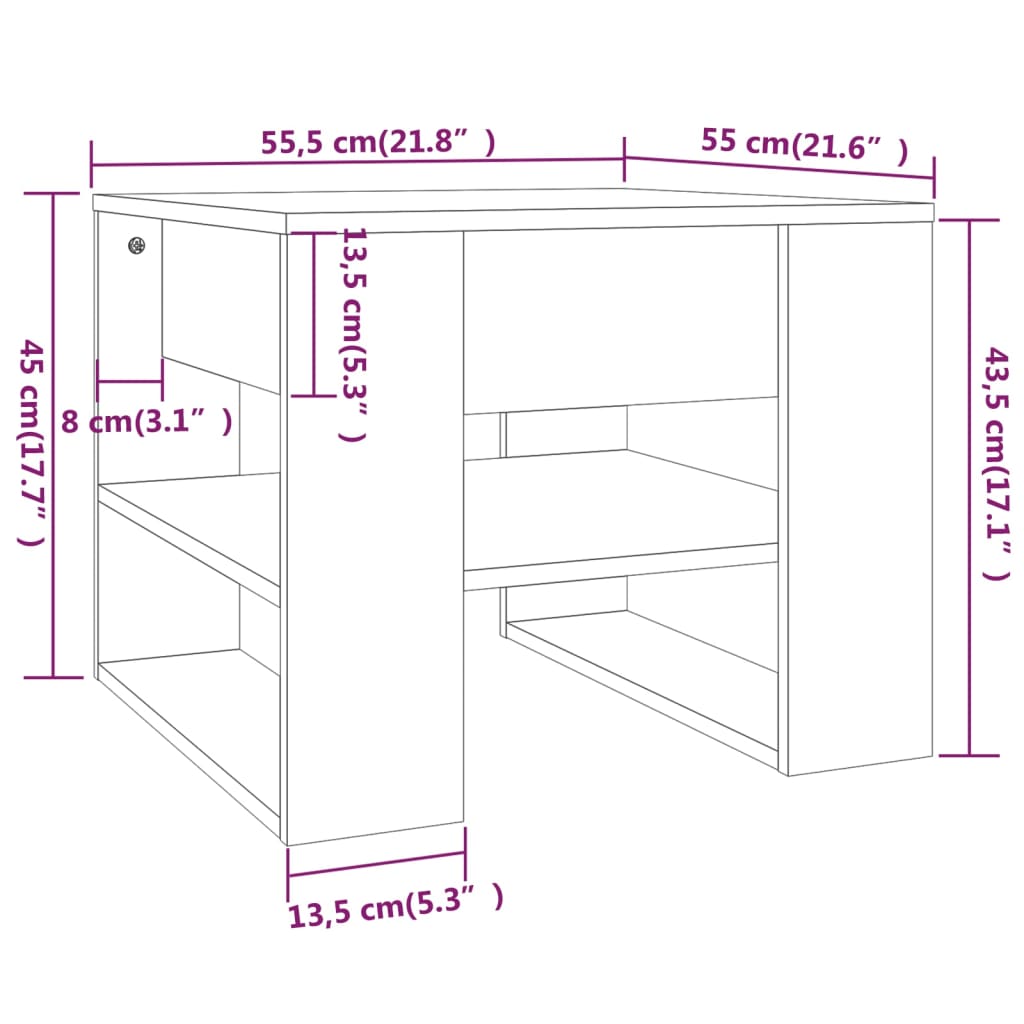 Sofabord brunt eg look 55,5x55x45 cm træmateriale