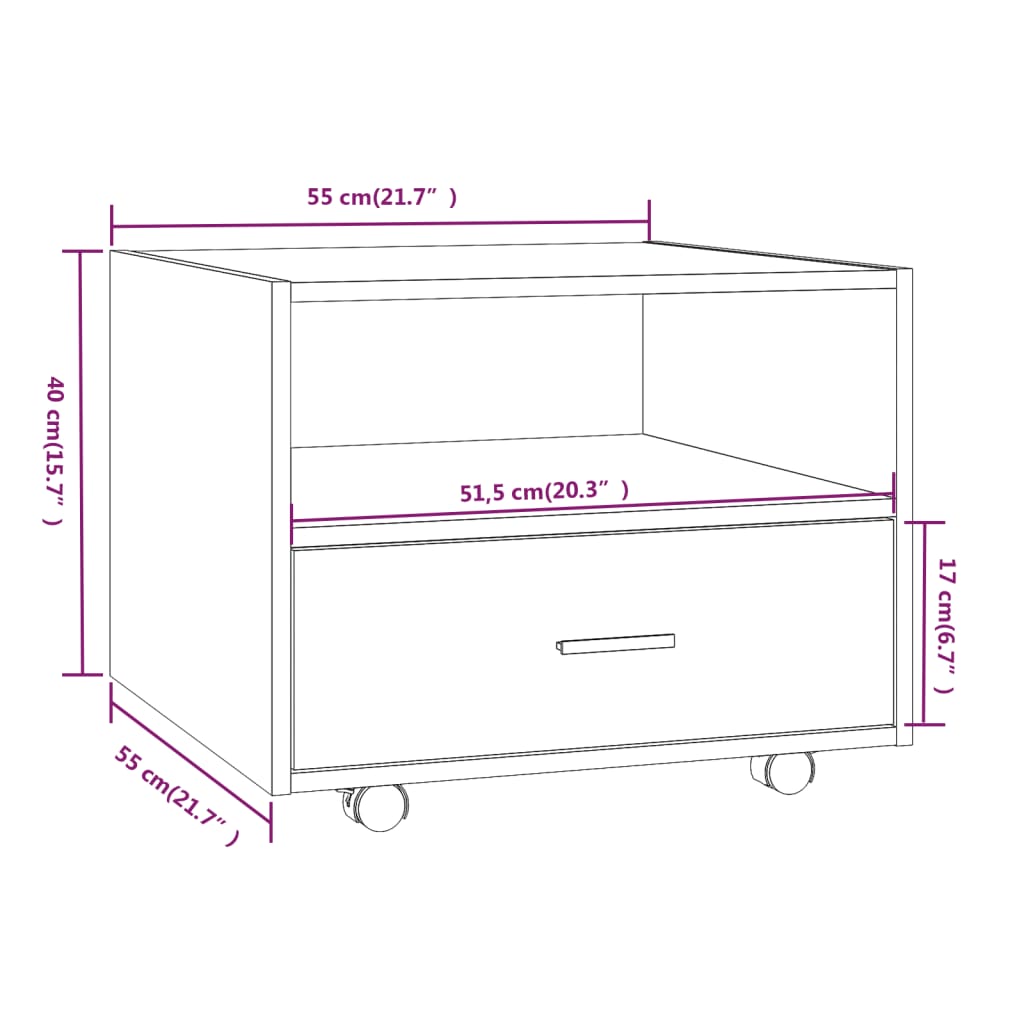Sofabord røget eg 55x55x40 cm træmateriale