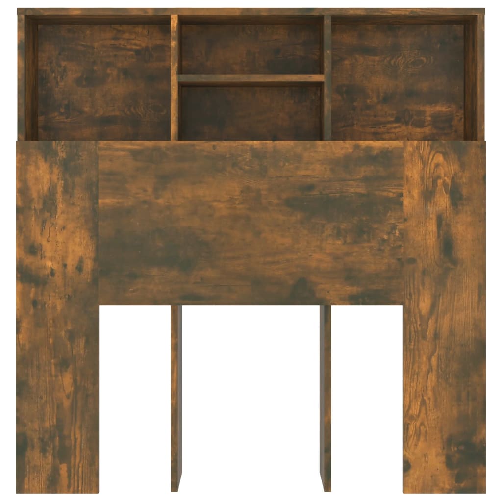 Sengegavl med hylder røget eg 100x19x103,5 cm