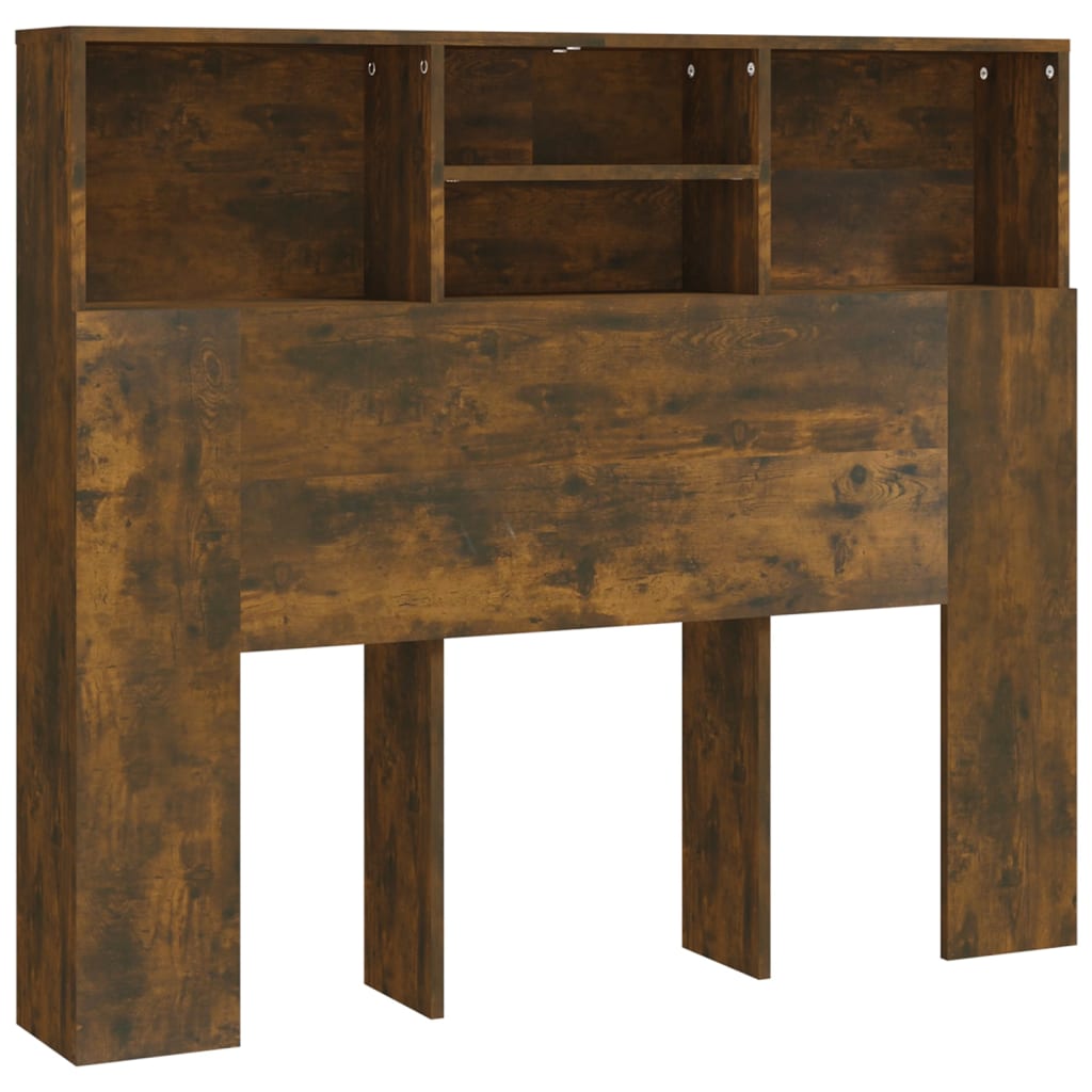 Sengegavl med hylder røget eg 120x19x103,5 cm