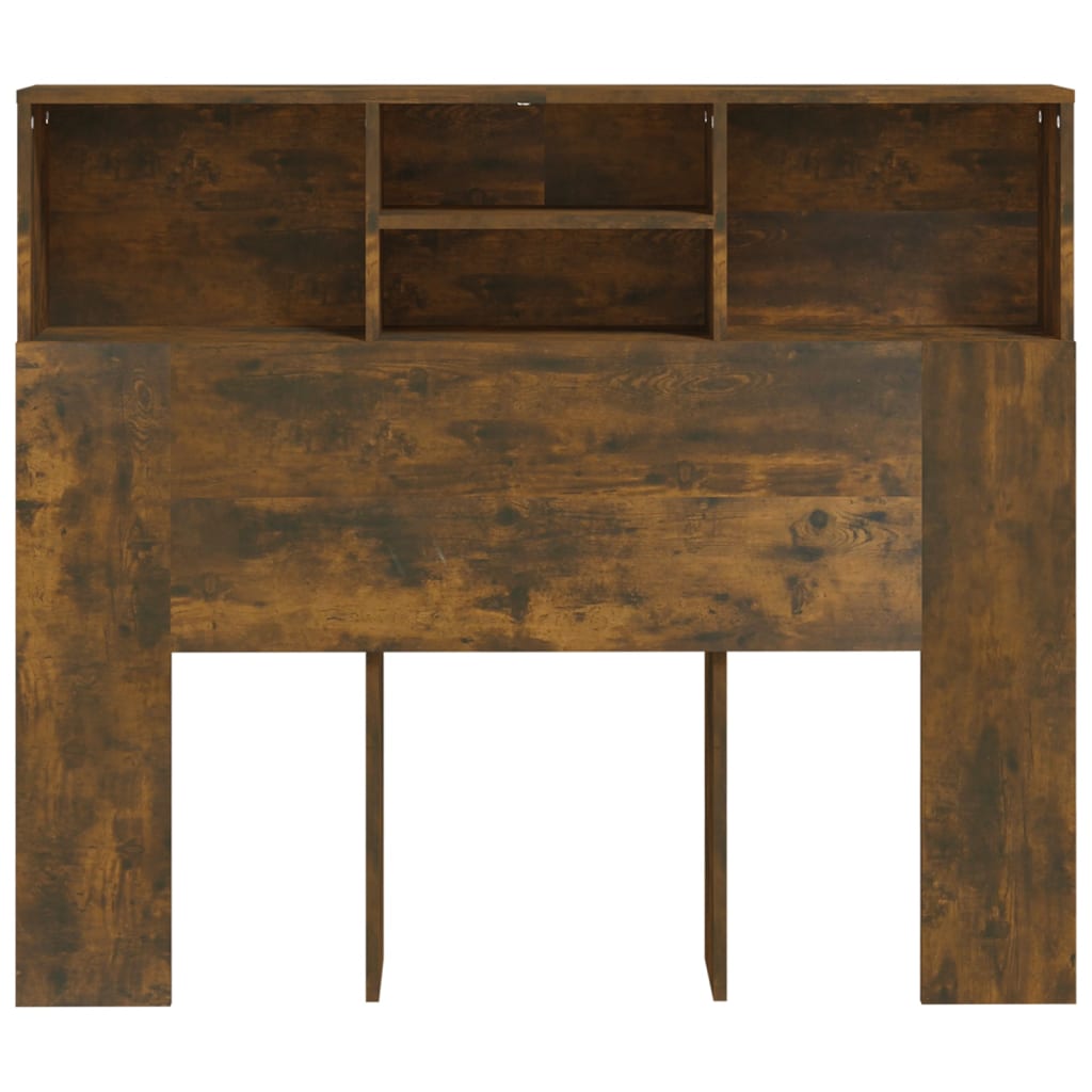 Sengegavl med hylder røget eg 120x19x103,5 cm