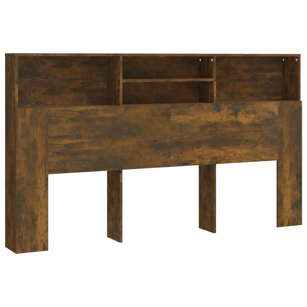 Sengegavl med hylder røget eg 180x19x103,5 cm