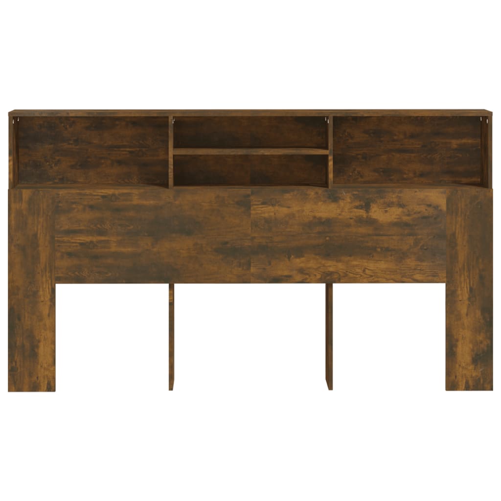 Sengegavl med hylder røget eg 180x19x103,5 cm