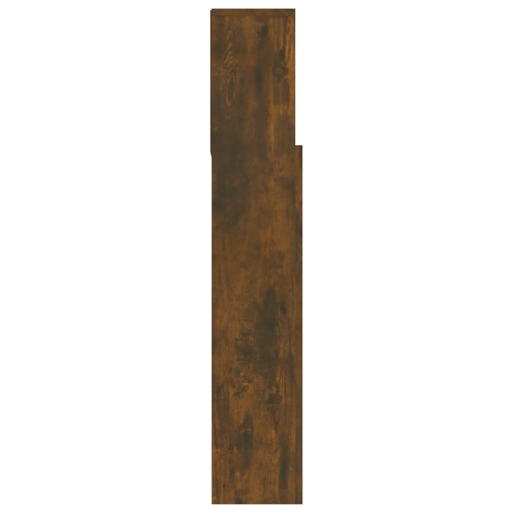 Sengegavl med hylder røget eg 180x19x103,5 cm