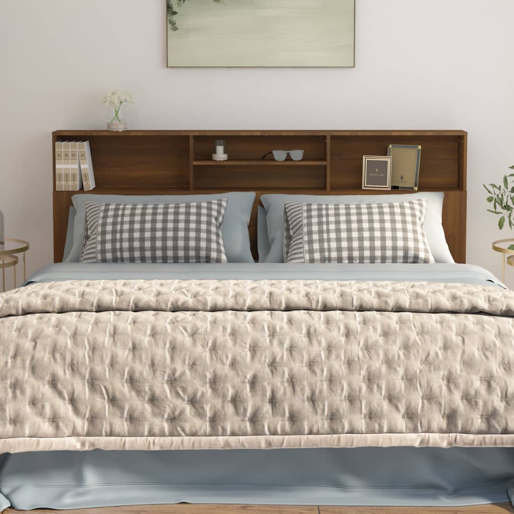Sengegavl med hylder Brun eg look 200x19x103,5 cm