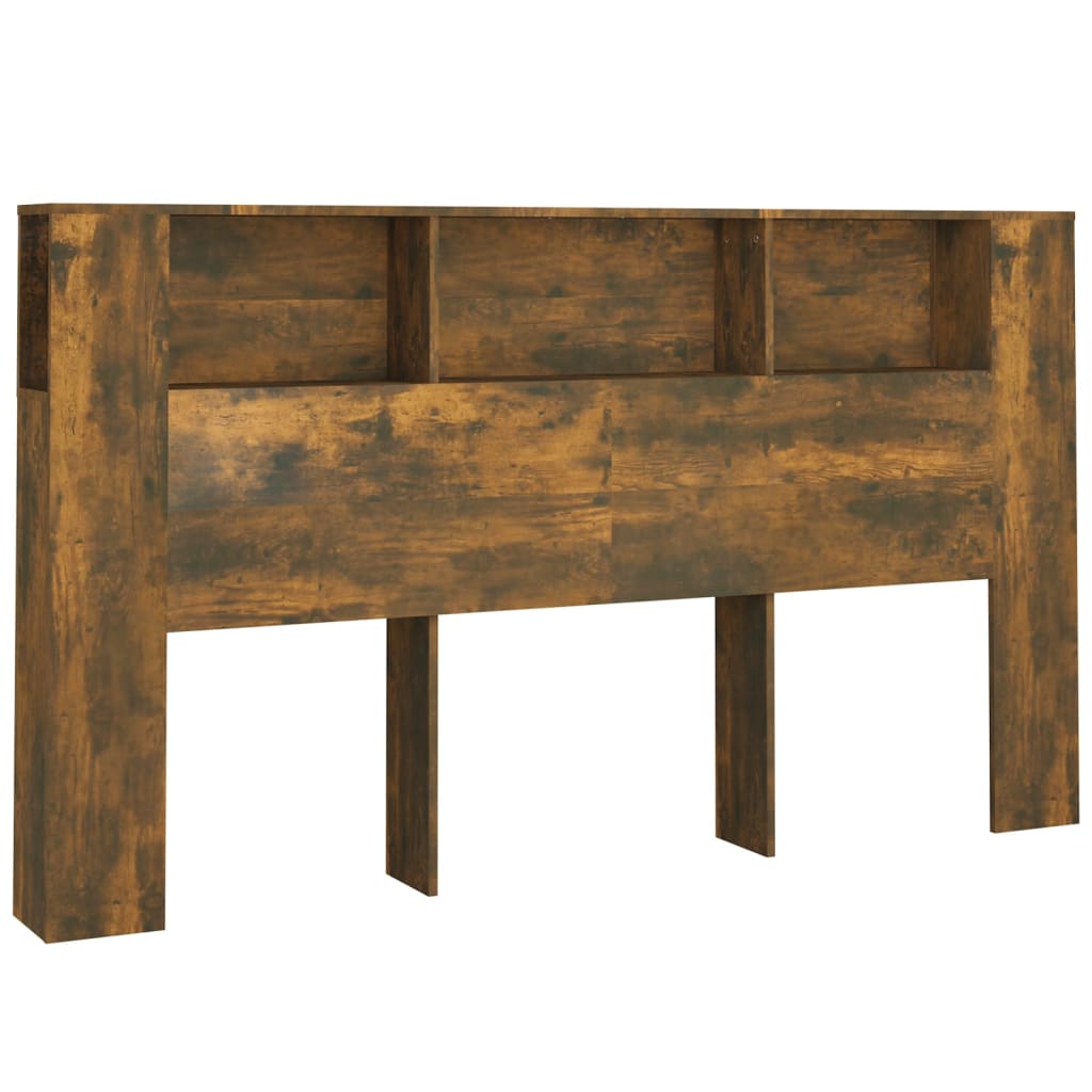 Sengegavl med hylder røget eg 180x18,5x104,5 cm