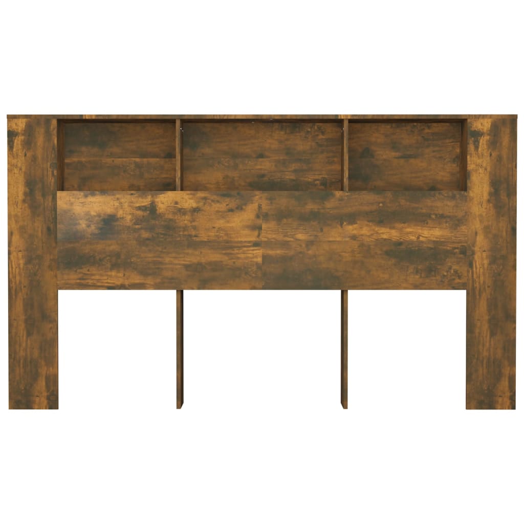 Sengegavl med hylder røget eg 180x18,5x104,5 cm