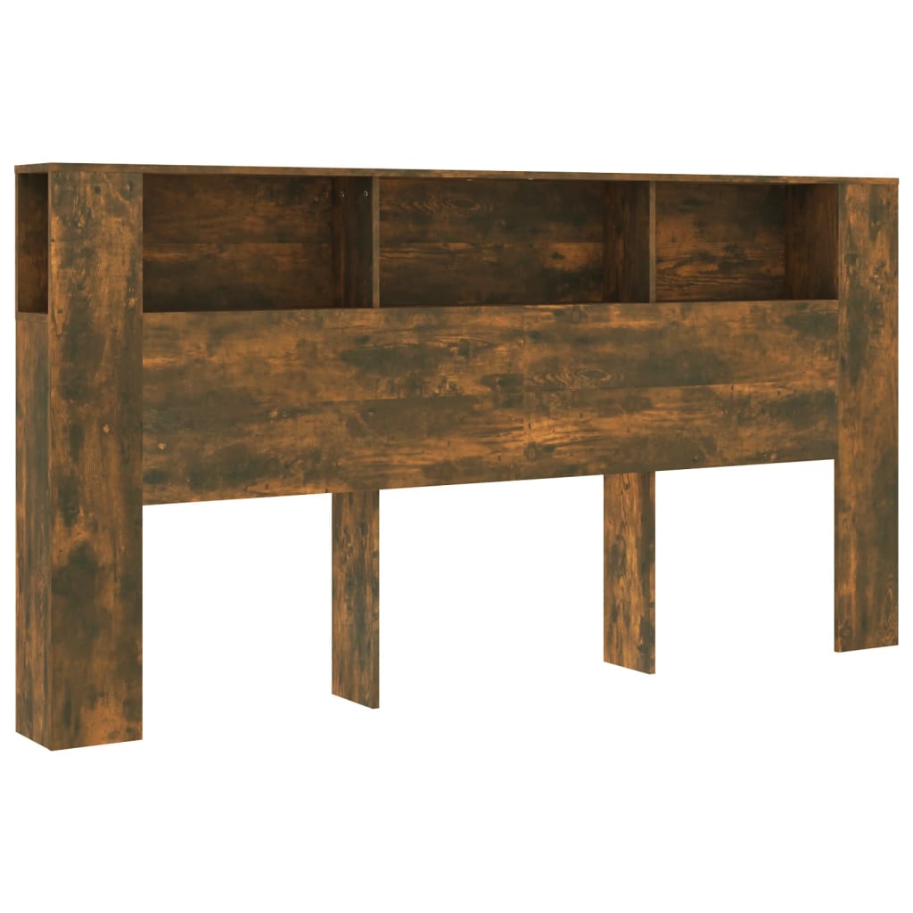 Sengegavl med hylder røget eg 200x18,5x104,5 cm