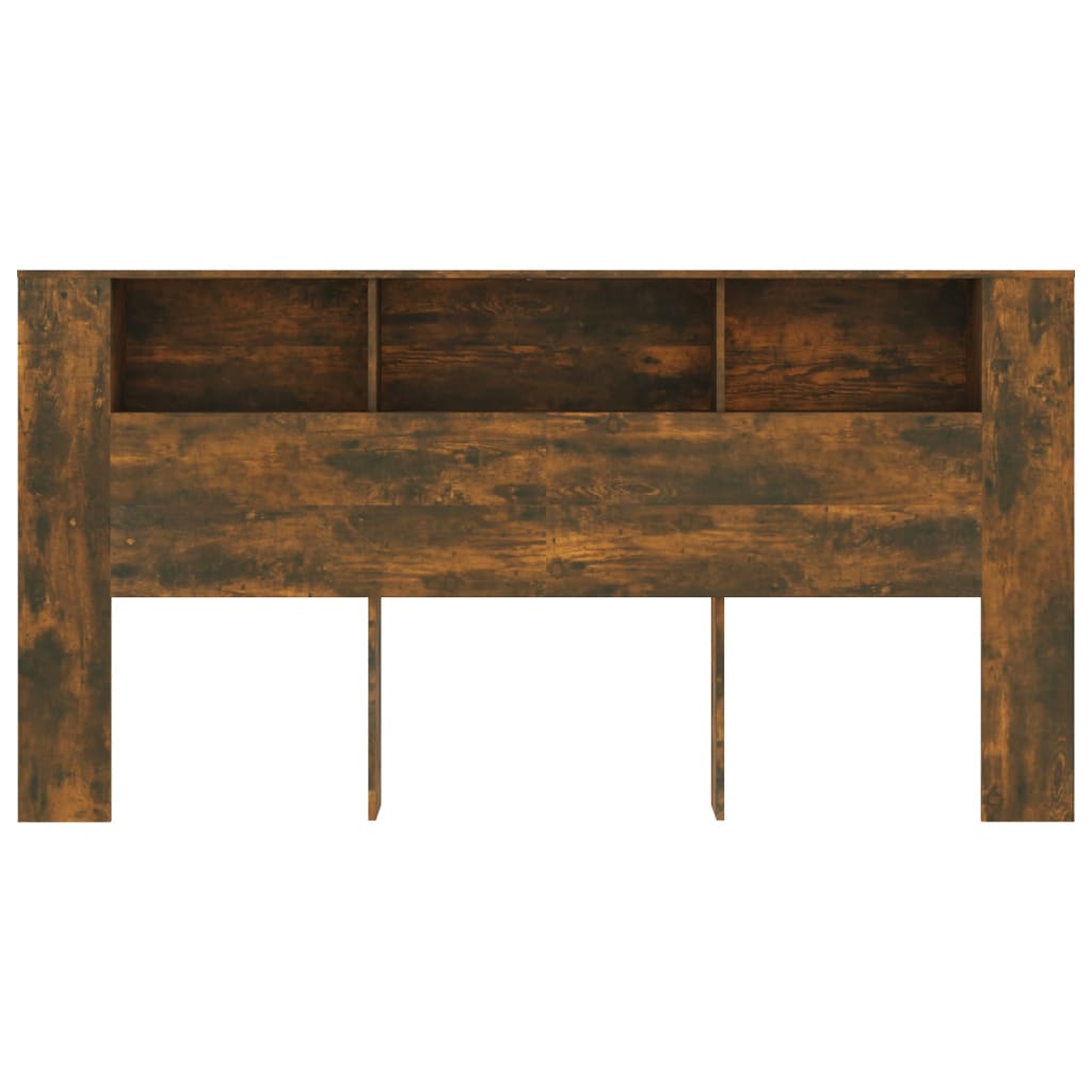 Sengegavl med hylder røget eg 200x18,5x104,5 cm