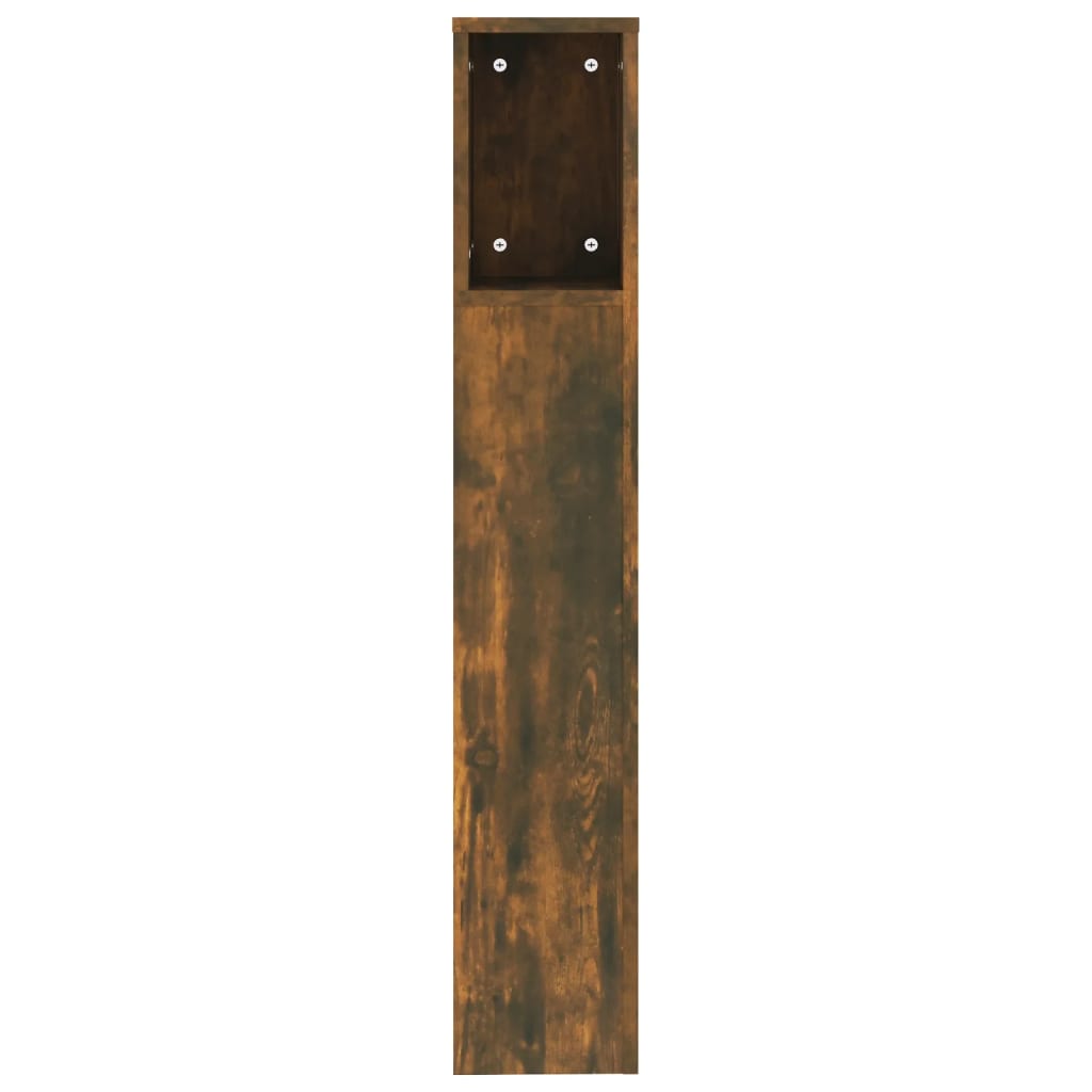 Sengegavl med hylder røget eg 200x18,5x104,5 cm