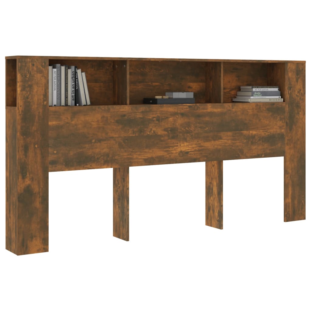 Sengegavl med hylder røget eg 200x18,5x104,5 cm