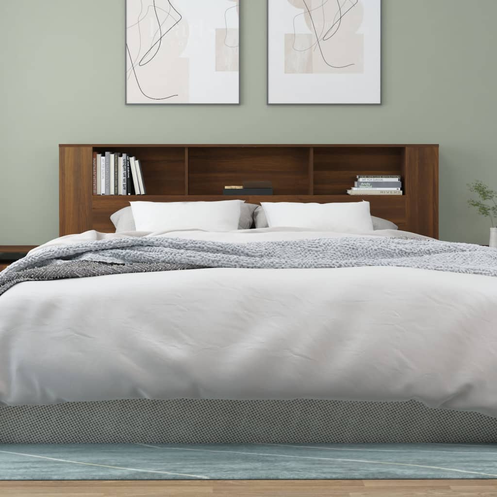 Sengegavl med hylder Brun eg look 200x18,5x104,5 cm