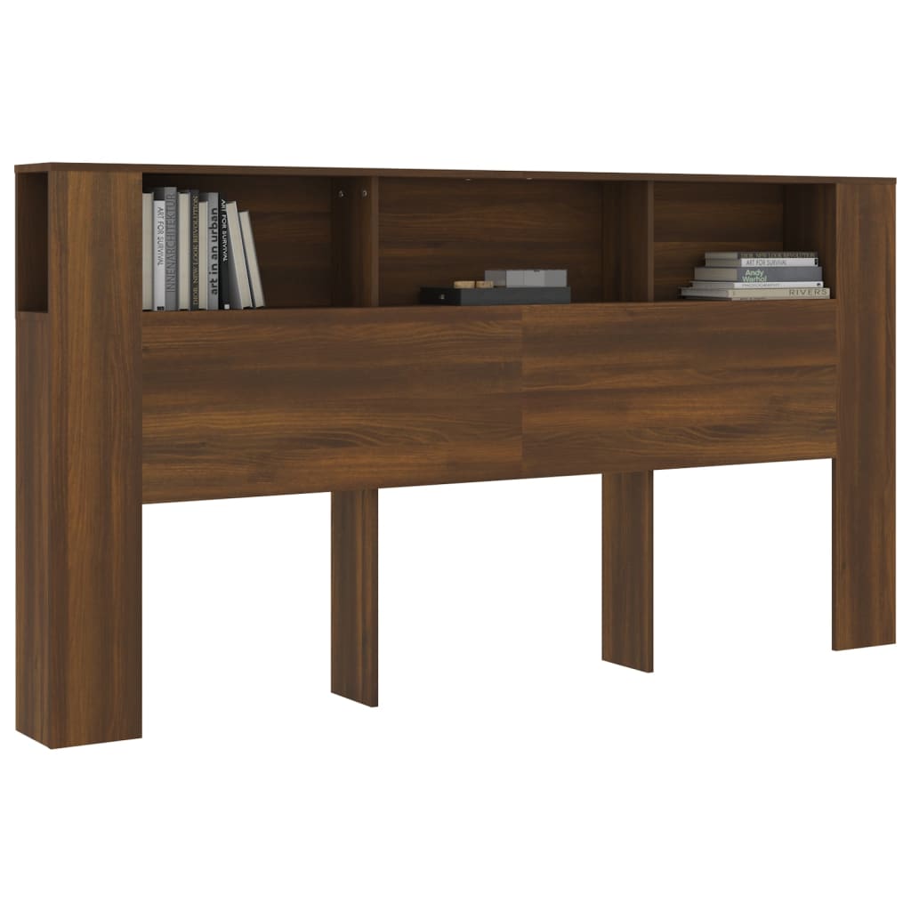 Sengegavl med hylder Brun eg look 200x18,5x104,5 cm