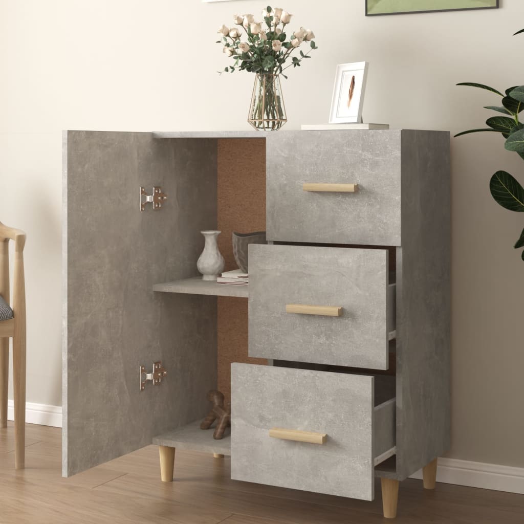 Skænk Beton Grå 69,5x34x90 cm Træ Materiale