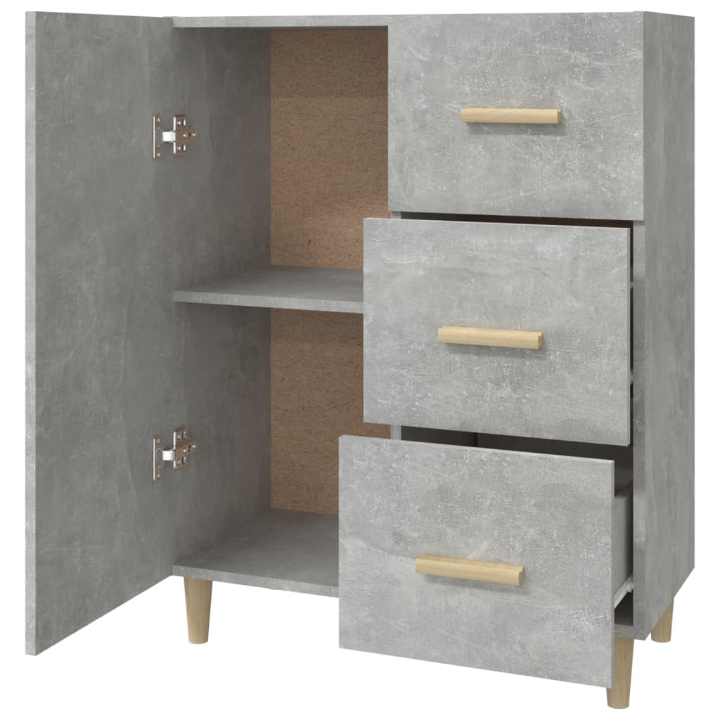 Skænk Beton Grå 69,5x34x90 cm Træ Materiale