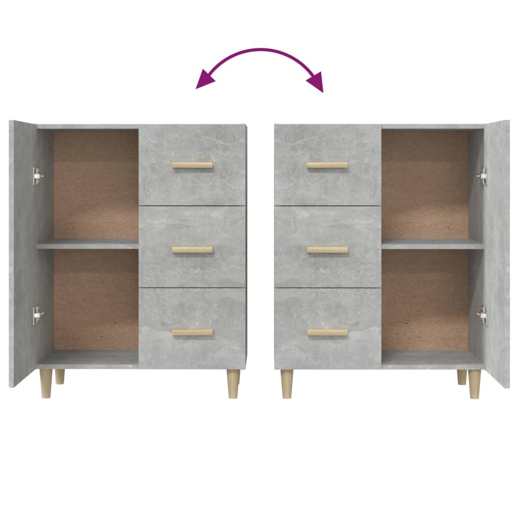 Skænk Beton Grå 69,5x34x90 cm Træ Materiale