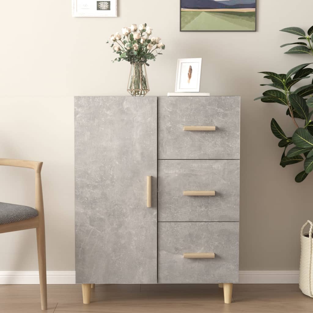 Skænk Beton Grå 69,5x34x90 cm Træ Materiale