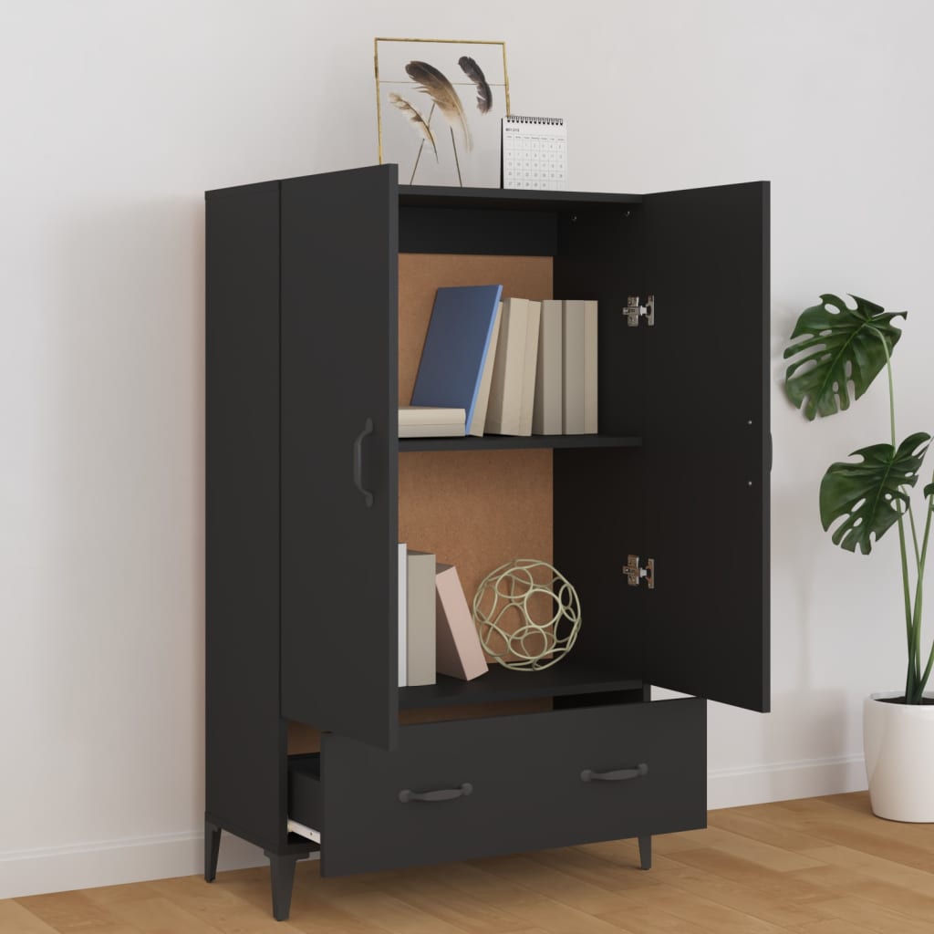 Highboard Sort 70x31x115 cm Træmateriale