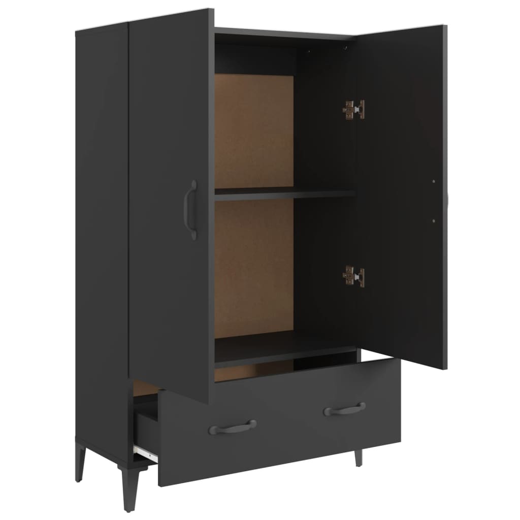 Highboard Sort 70x31x115 cm Træmateriale