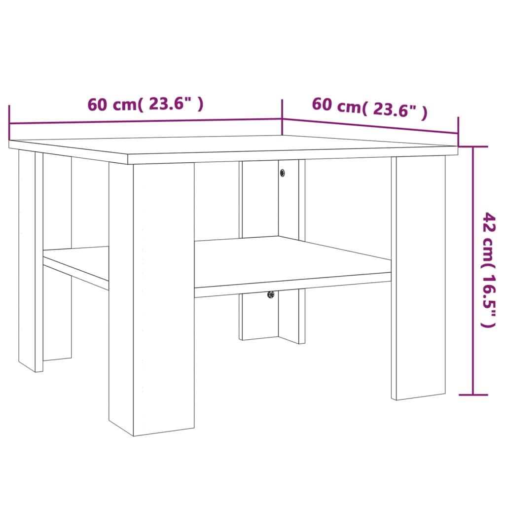 Sofabord røget eg 60x60x42 cm træmateriale
