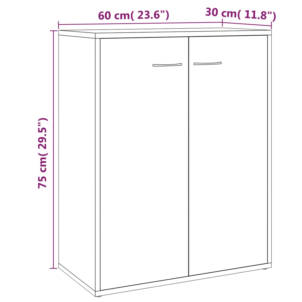 Skænk Grå Sonoma 60x30x75 cm Træmateriale