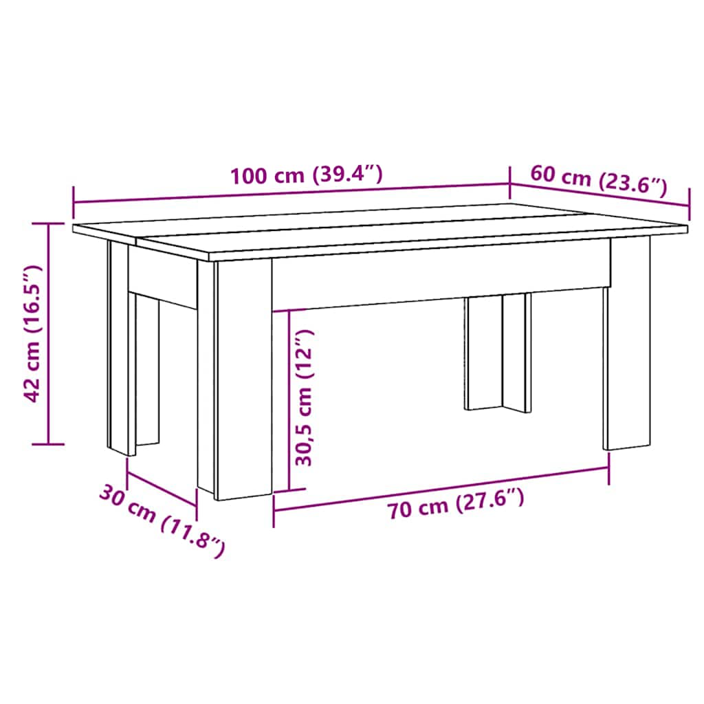 Couchtisch Grau Sonoma 100x60x42 cm Holzwerkstoff