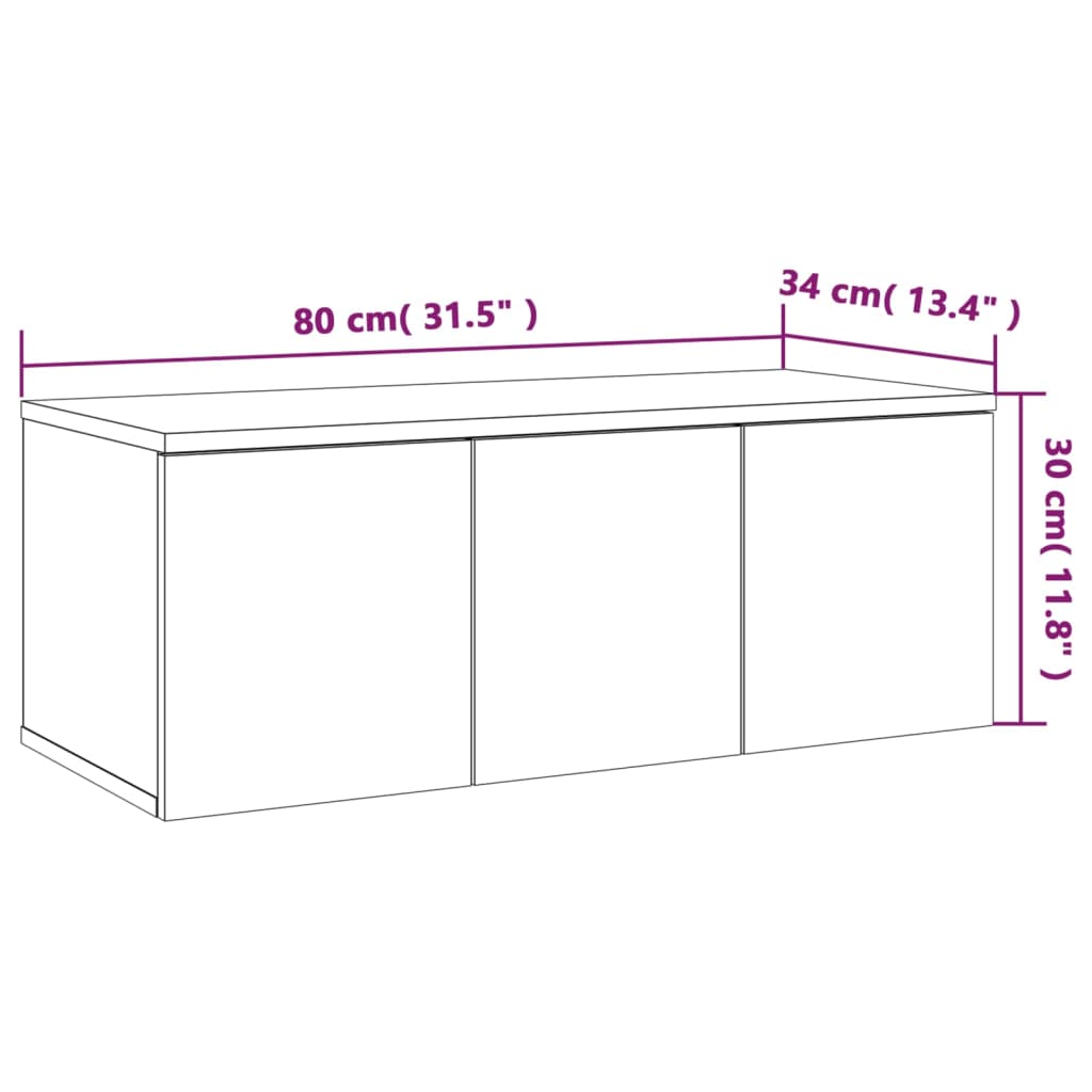 TV-skab Grå Sonoma 80x34x30 cm Træ Materiale