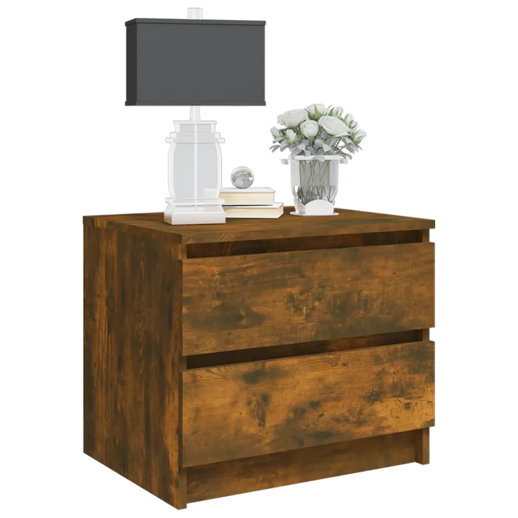 Sengeborde 2 stk Røget eg 50x39x43,5 cm træmateriale