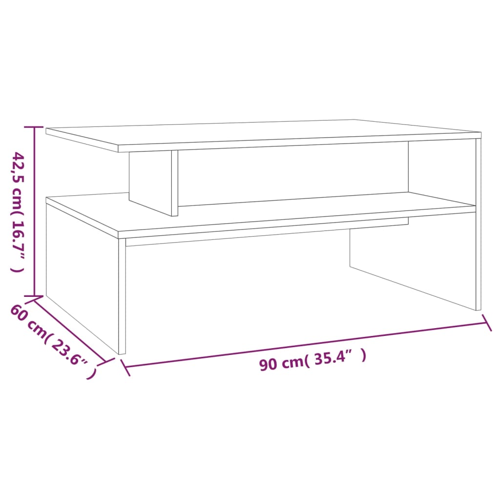Sofabord røget eg 90x60x42,5 cm træmateriale