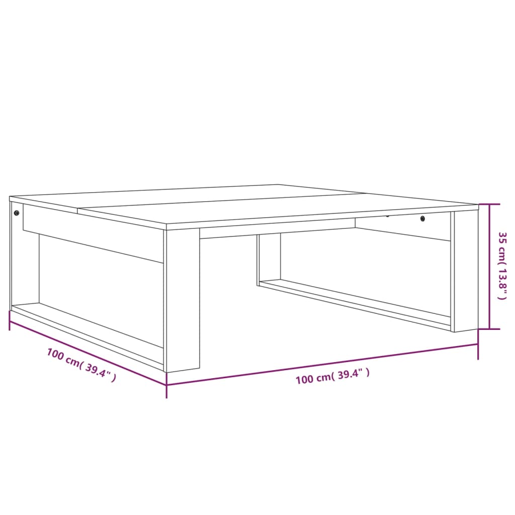Sofabord røget eg 100x100x35 cm træmateriale