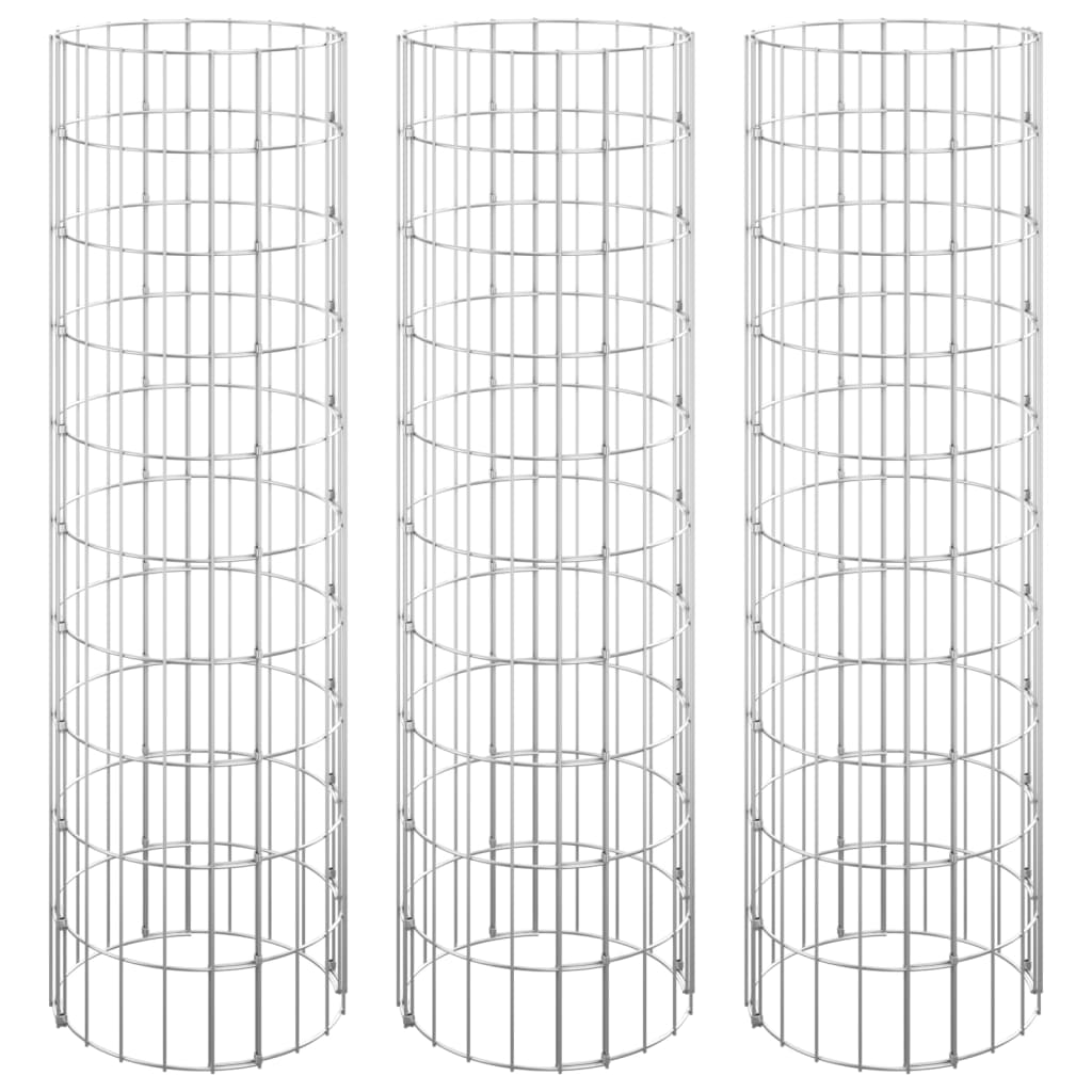 Gabion højbede 3 stk rund galvaniseret stål Ø30x100 cm
