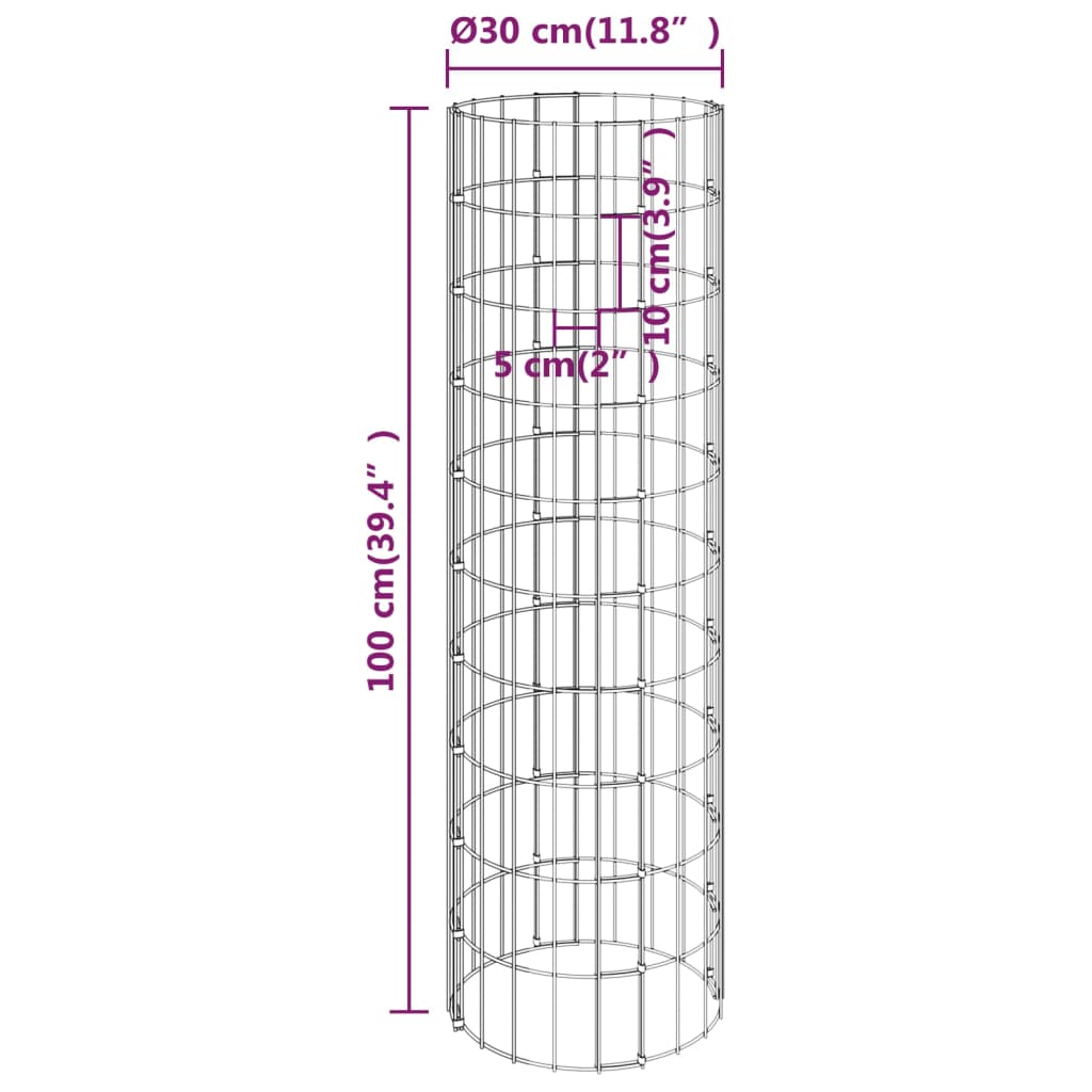 Gabion højbede 4 stk rund Ø30x50/100/150/200 cm