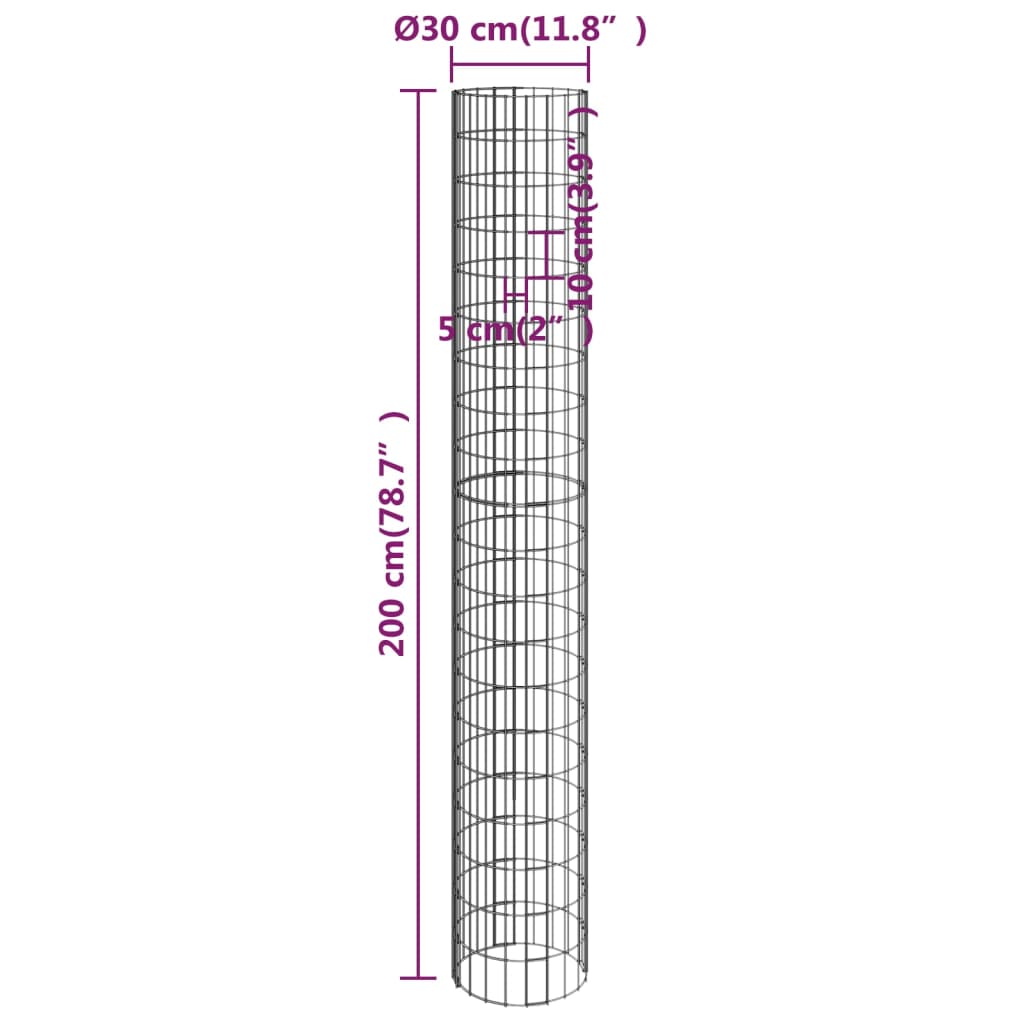 Gabion højbede 4 stk rund Ø30x50/100/150/200 cm