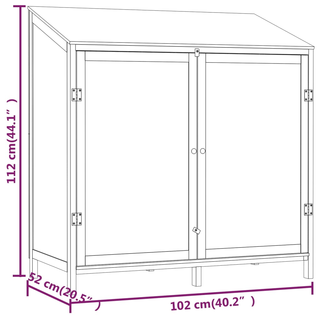 redskabsskur 102x52x112 cm massiv grantræ