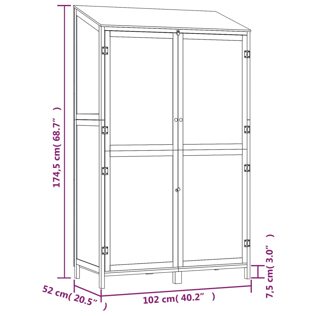 Redskabsskur Hvid 102x52x174,5 cm Massiv grantræ