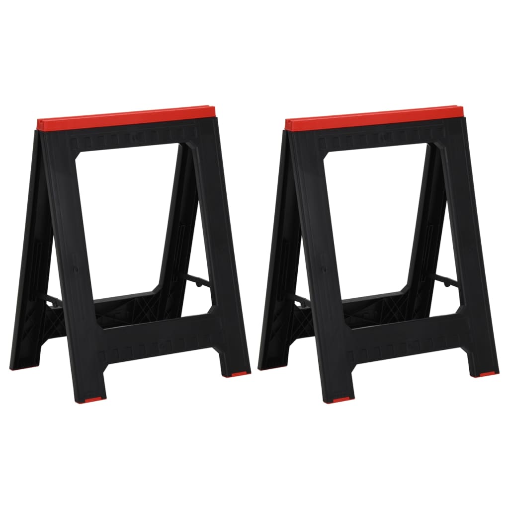 Arbeitsböcke 2 Stk. Klappbar Schwarz & Rot Polypropylen 350 kg