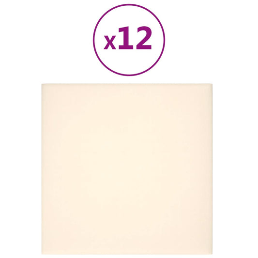 Wandpaneele 12 Stk. Creme 30x30 cm Samt 1,08 m²