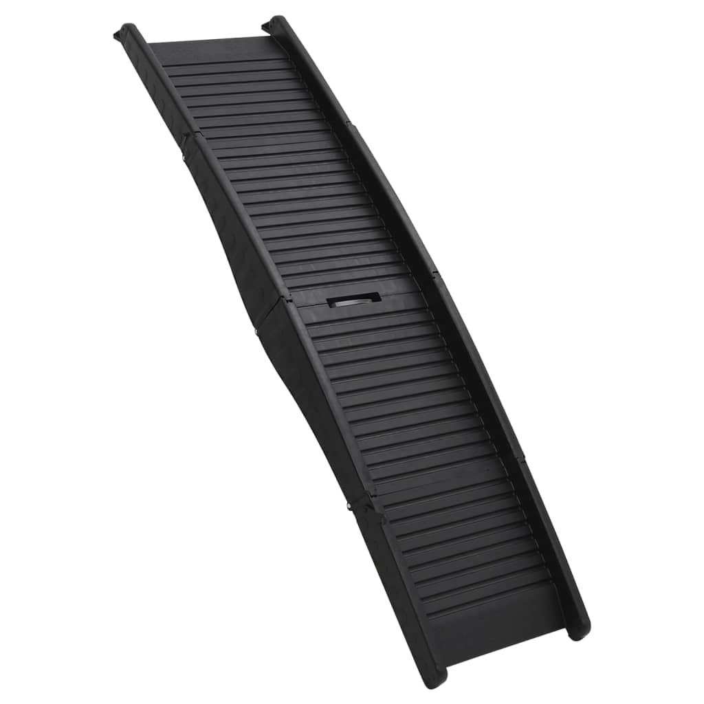 Hunderampe Foldbar Sort 153x40x12,5 cm Plast