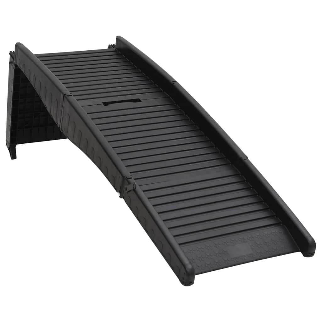 Hunderampe Foldbar Sort 153x40x12,5 cm Plast