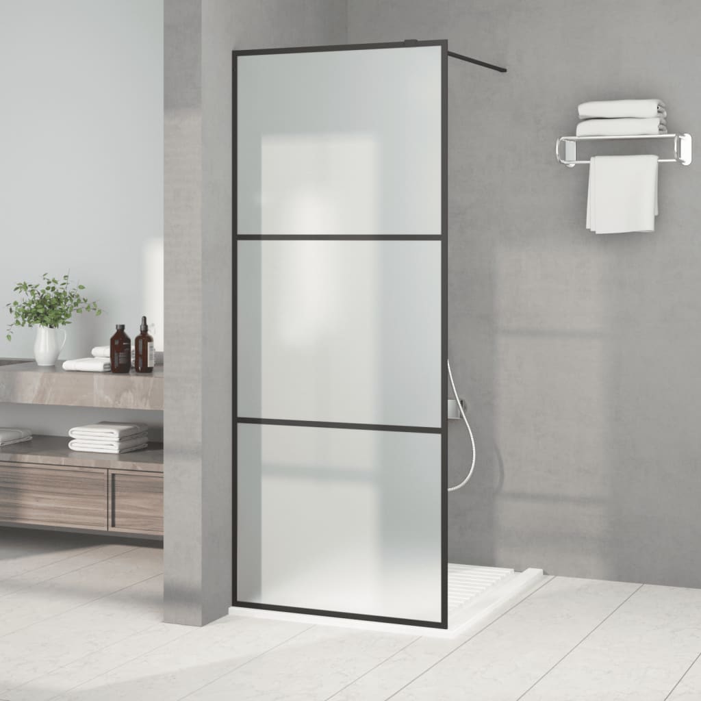 Bruseskærm til Walk-In Shower Sort 80x195 cm Mat ESG Glas