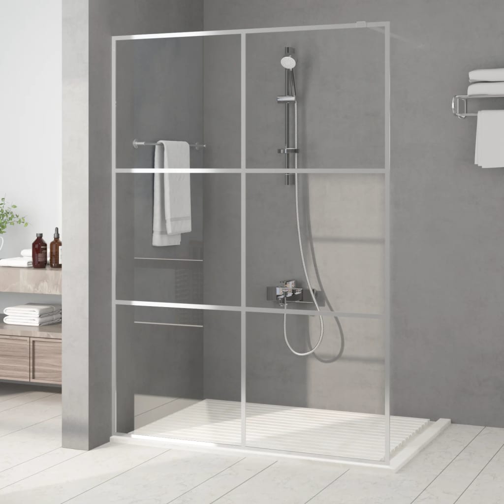 Bruseafskærmning til brusekabine sølv 140x195 cm ESG klart glas