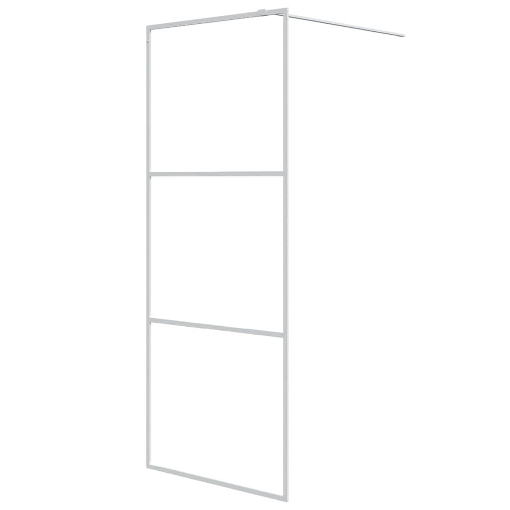 Brusevæg til bruseniche hvid 80x195 cm ESG klart glas