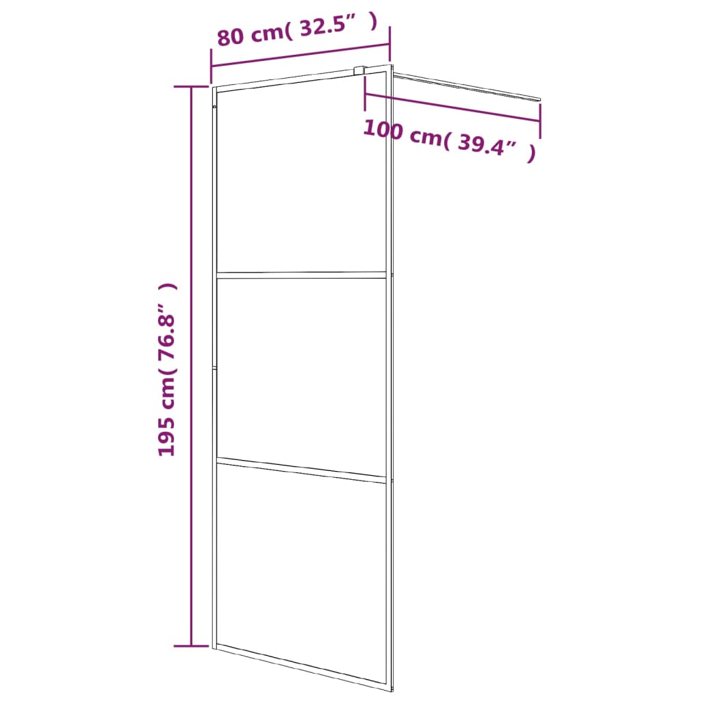 Brusevæg til bruseniche hvid 80x195 cm ESG klart glas
