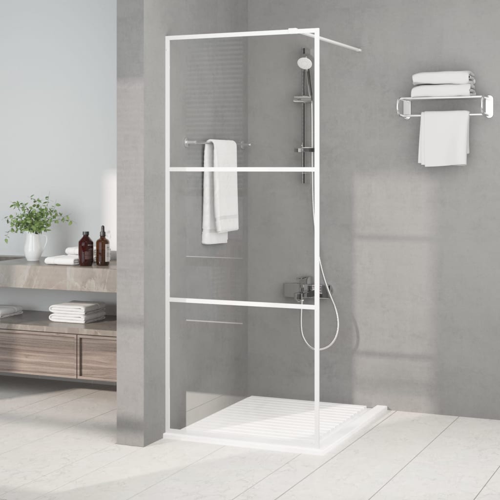 Brusevæg til bruseniche hvid 80x195 cm ESG klart glas