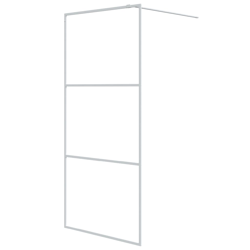 Brusevæg til bruseniche hvid 90x195 cm ESG klart glas
