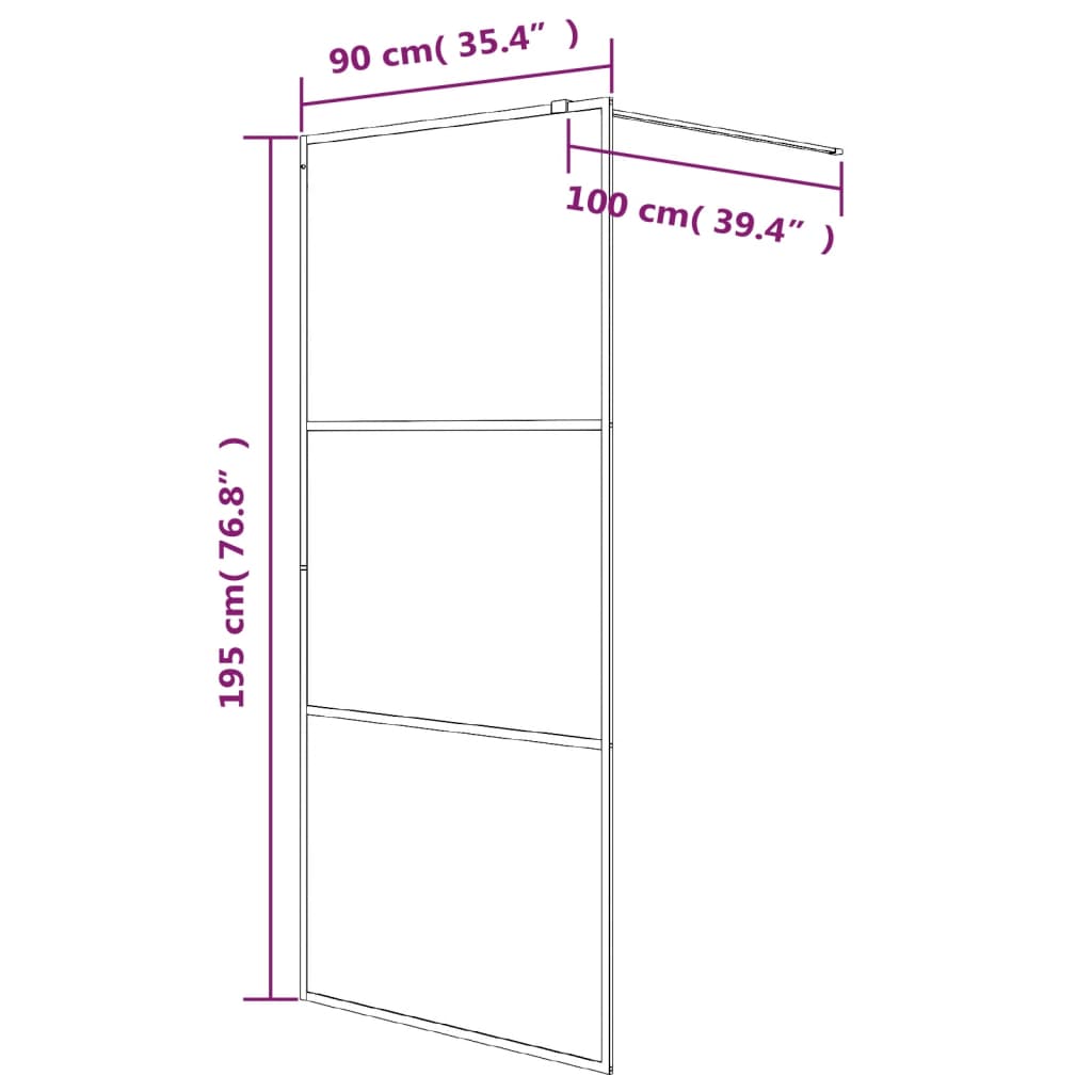 Brusevæg til bruseniche hvid 90x195 cm ESG klart glas