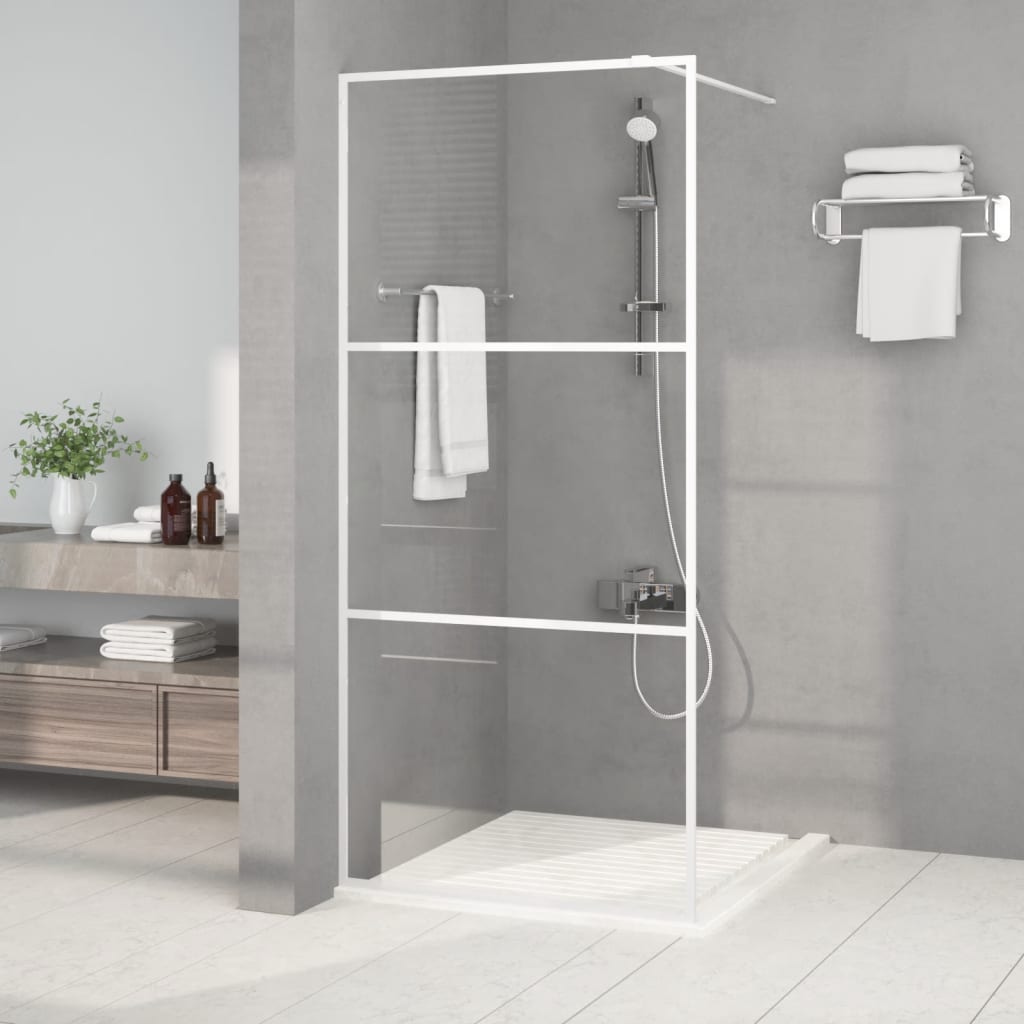 Brusevæg til bruseniche hvid 90x195 cm ESG klart glas